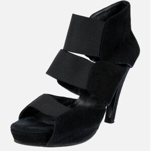 Jenni kayne Black Suede Strappy Nylon Platform‎ Stilleto Heels Size 36